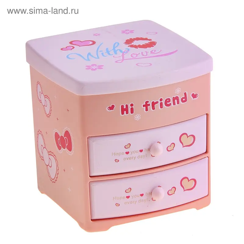 шкатулка музык розовая со шкафчиками