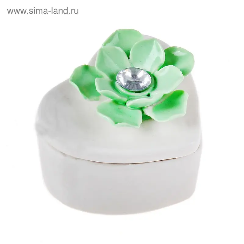 шкатулка керамика сердце и зеленая кувшинка