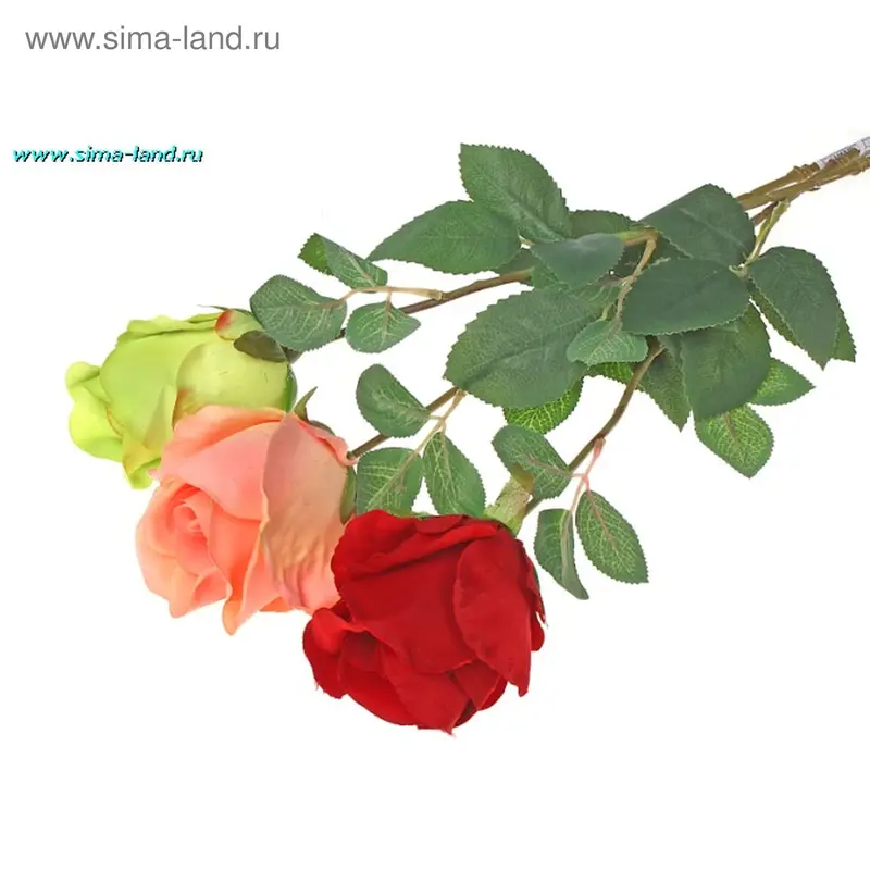 цветы искусственные (стебель-пластик,бутон-ткань) роза d-8