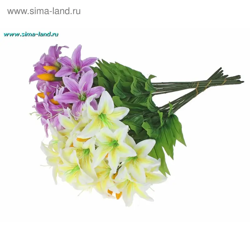 цветы искусственные (стебель-пластик,бутон-ткань) лилия d-10