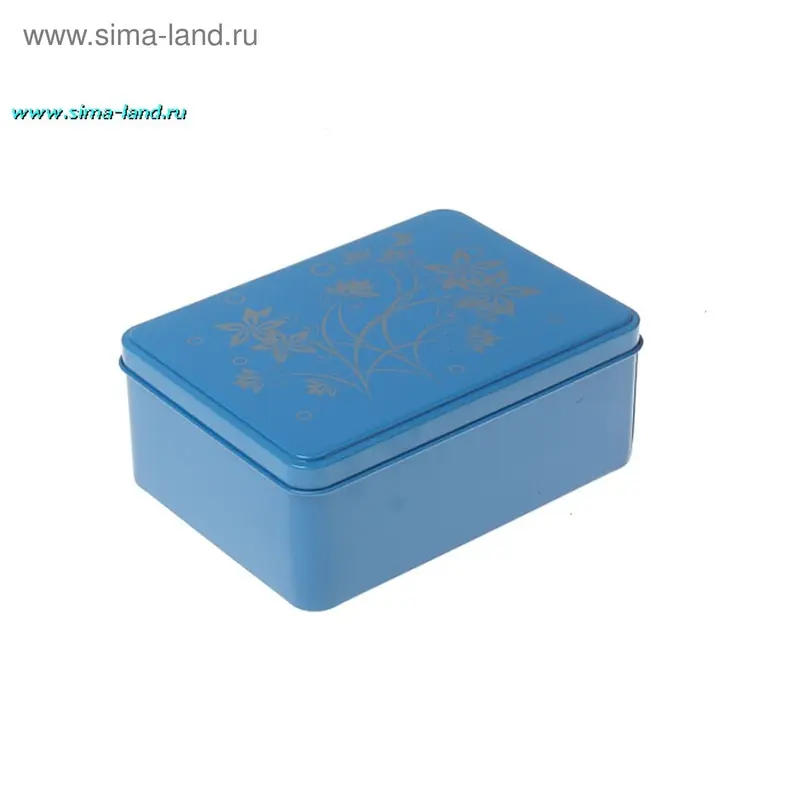 шкатулка металл серебристые ромашки на синем