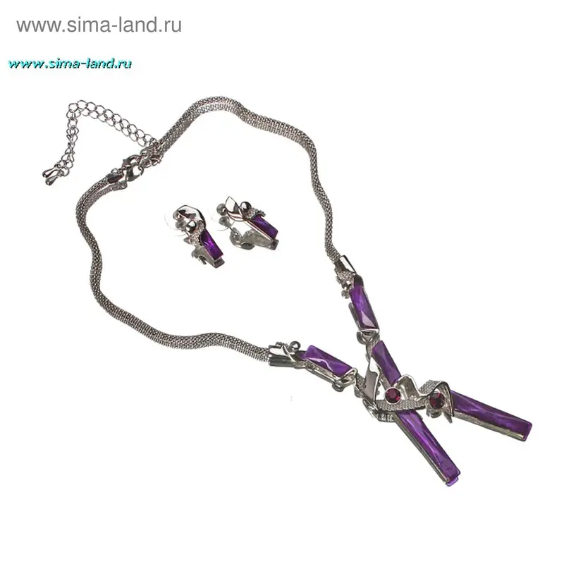 Набор из 2-х предметов (колье + серьги) «Фиолетовые мечты»