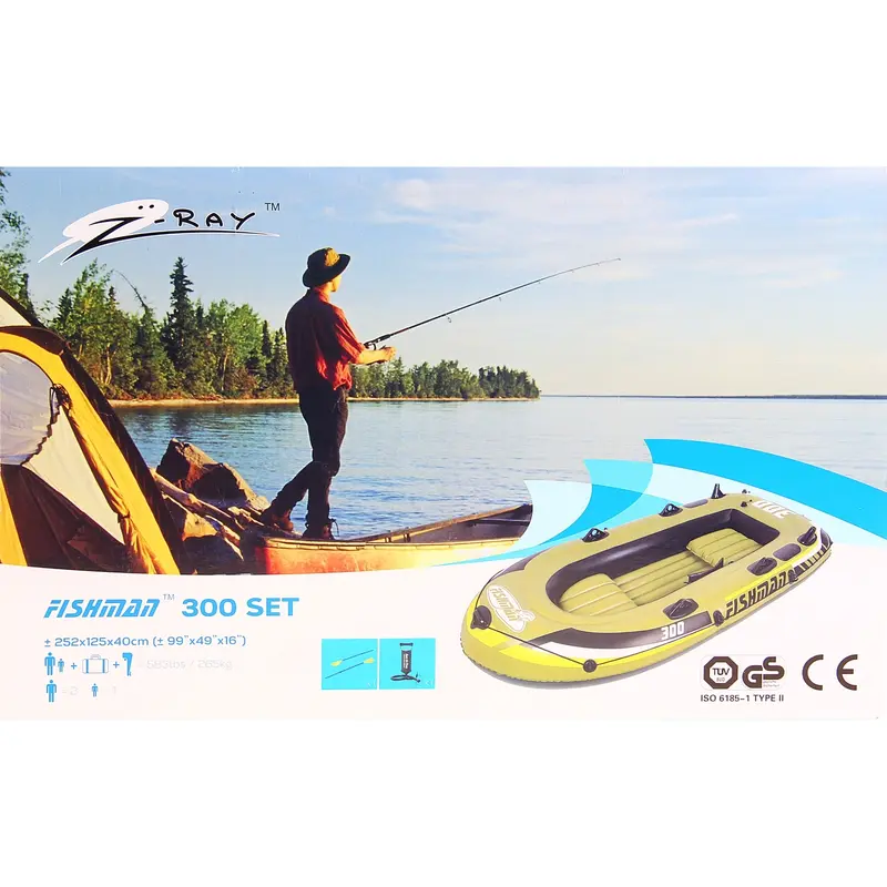 Лодка FISHMAN 300 с комплектом, 3х-местная, 252х125х40 см, до 265 кг