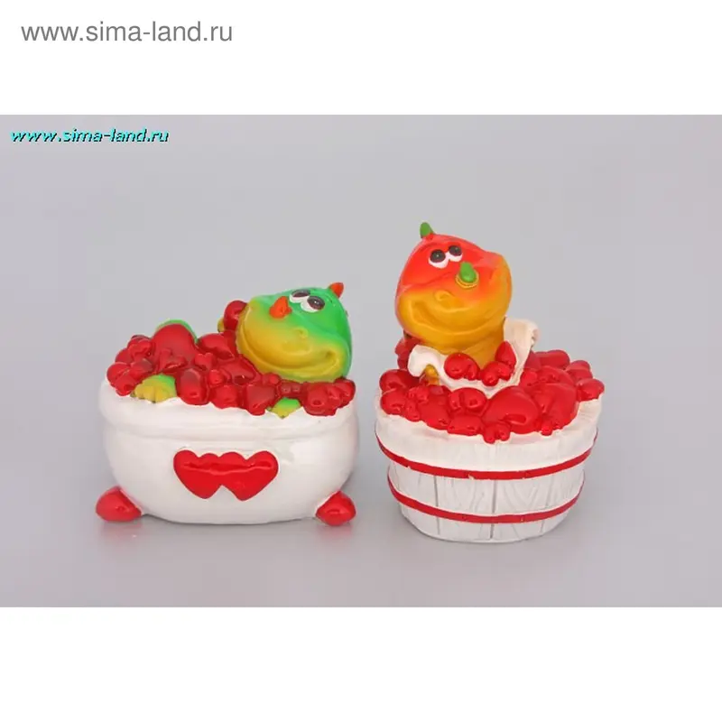 полистоун копилка дракошка смайлик в купели из сердец