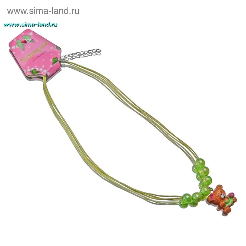 Кулон на шнурке с бусинками "Мишка"
