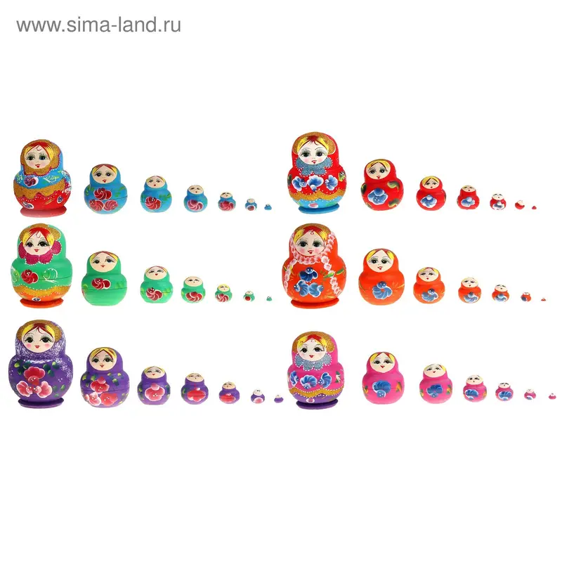 Матрешка 7 в 1 с блестками и цветами, цвета МИКС