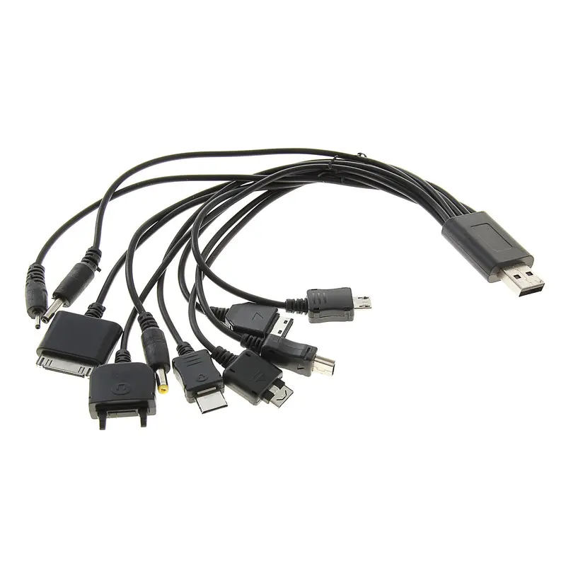 Кабель 10 в 1 LuazON, USB, 1 А, 20 см, чёрный