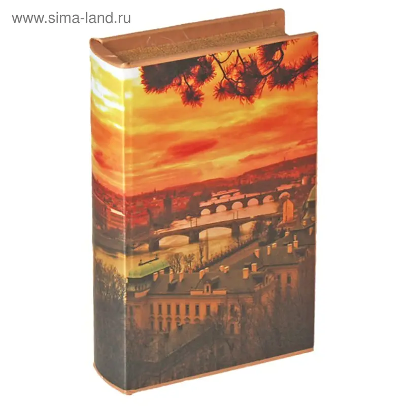 Сейф-книга дерево "Вид на реку" шёлк 21х13х5 см