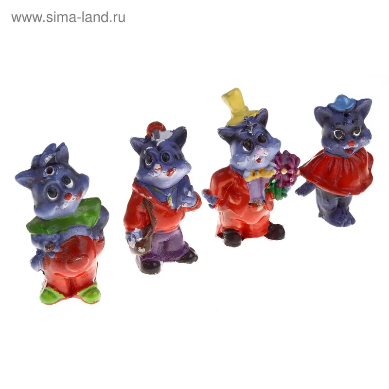 фигурка пластик коты в костюмах 4,5 см 4 вида