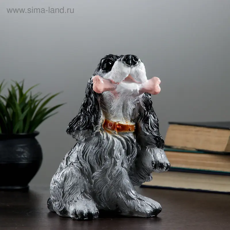 Копилка "Кокер с костью" гипс 19*12*22 см