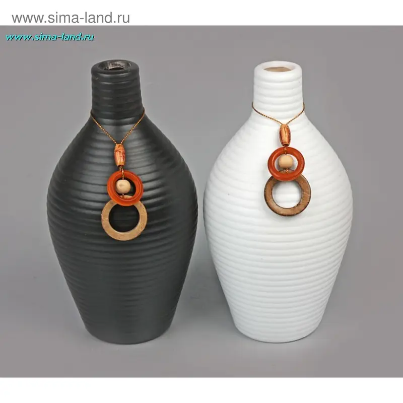 ваза керамика черн/белая Аллюр 19 см