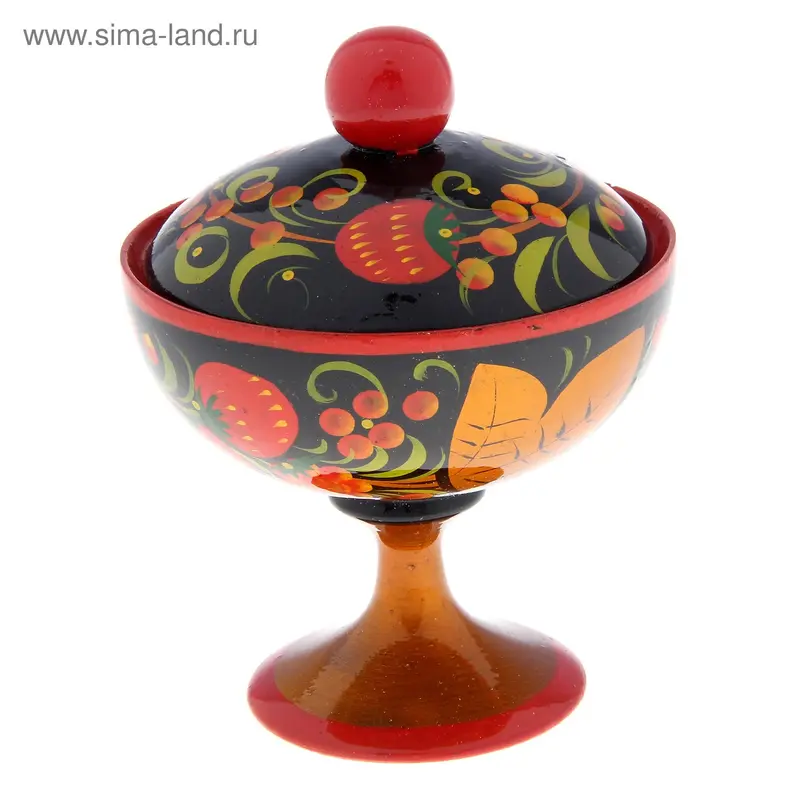 Солонка на ножке «Хохлома», 10 х 5 х 7 см