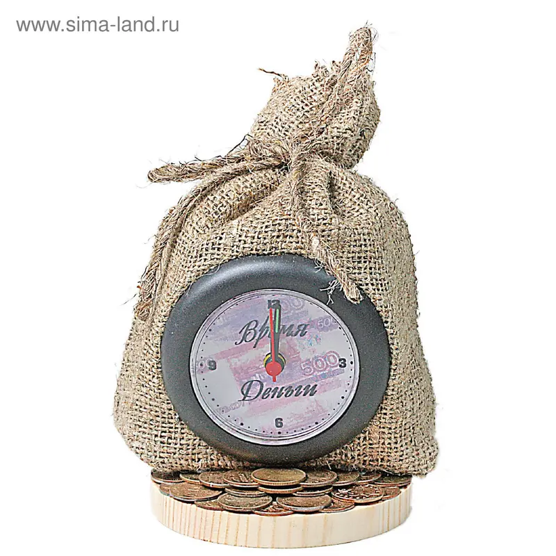 Часы настольные "Время деньги" мешок
