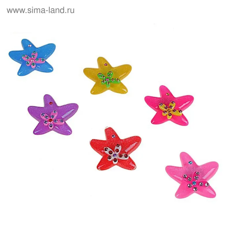 магнит пластик звёздочка с ромашкой 5,2*5,7 см
