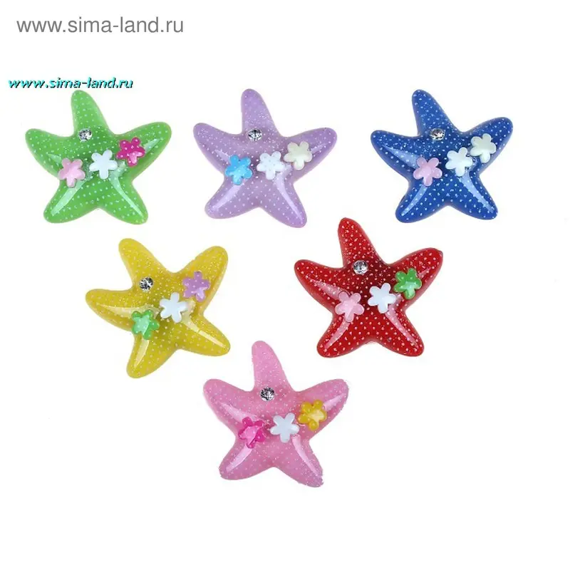 магнит пластик звёздочка с ромашками 5,5*5,5 см