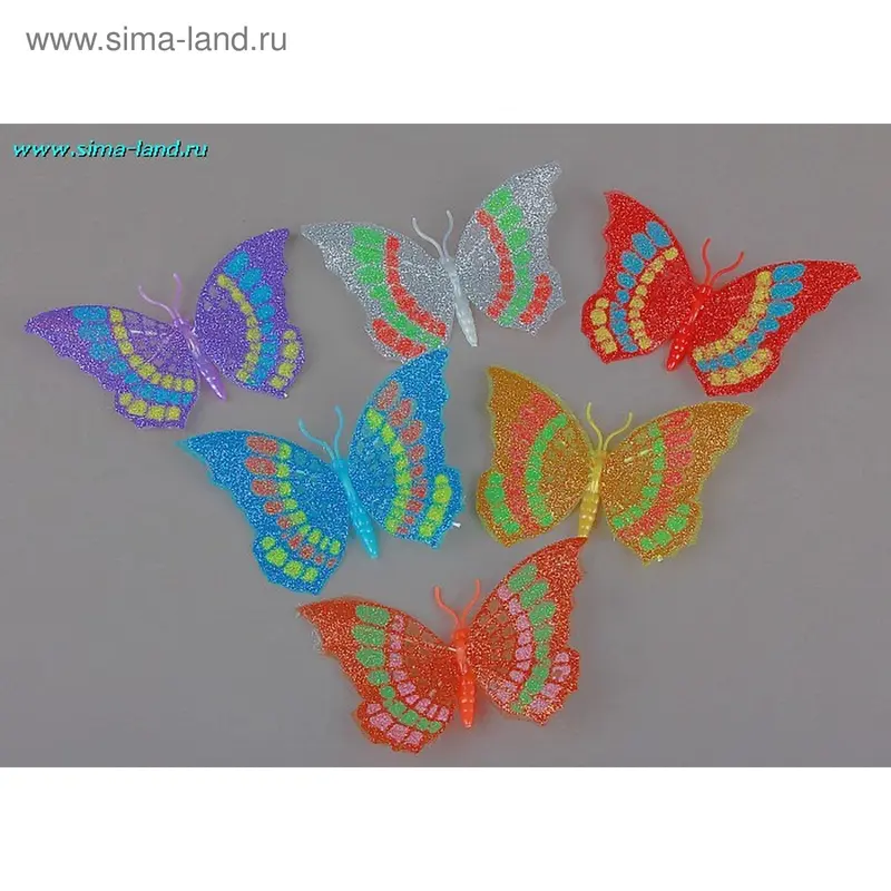 магнит бабочка ткань паутинка 8*6 см