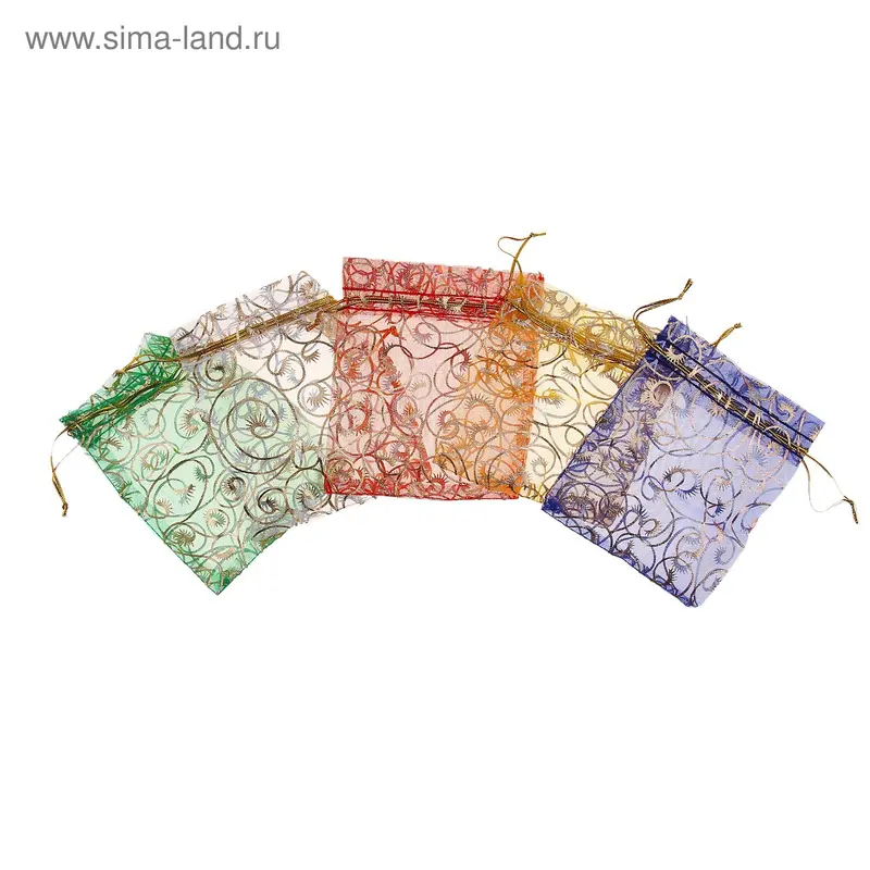 Мешок подарочный из органзы "Узор", микс (в упаковке 1 цвет)