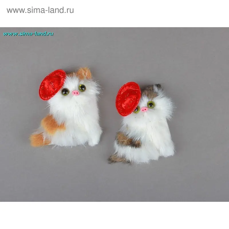 магнит пушистик кошечка в шляпке 6*5 см