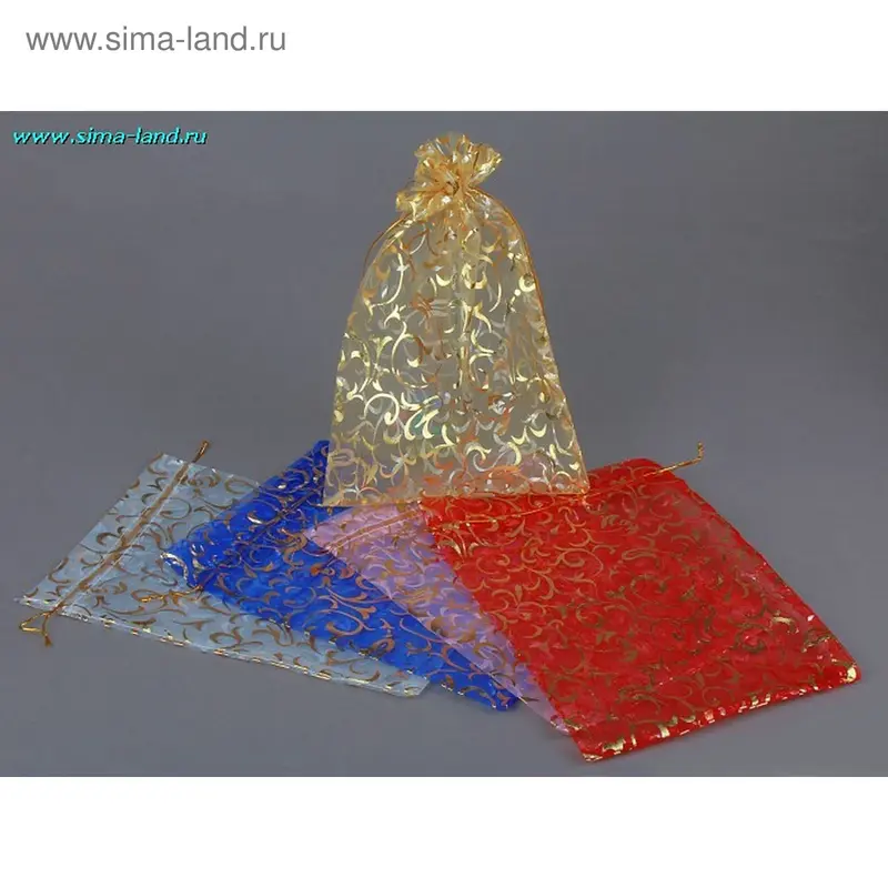 Мешок подарочный из органзы "Узор", микс (в упаковке 1 цвет)
