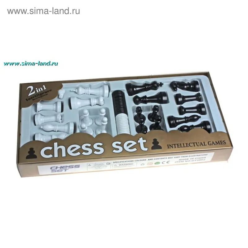 Игра настольная 2 в 1 (шашки, шахматы), в коробке