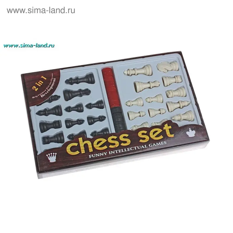 Игра настольная 2 в 1 (шашки, шахматы), в коробке