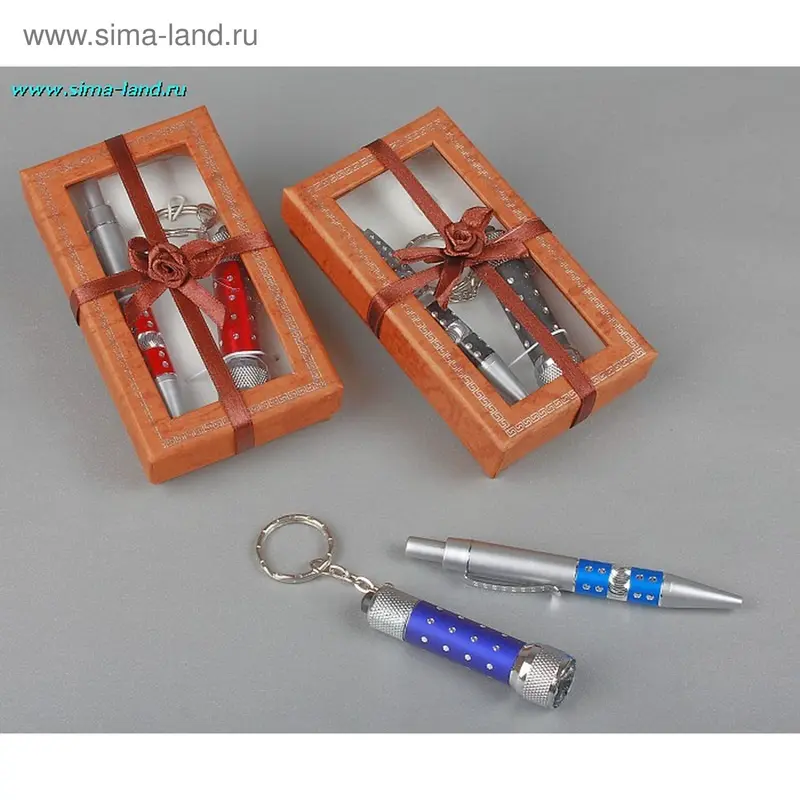Набор подарочный 2 в 1 (ручка, брелок-фонарик), цвета микс