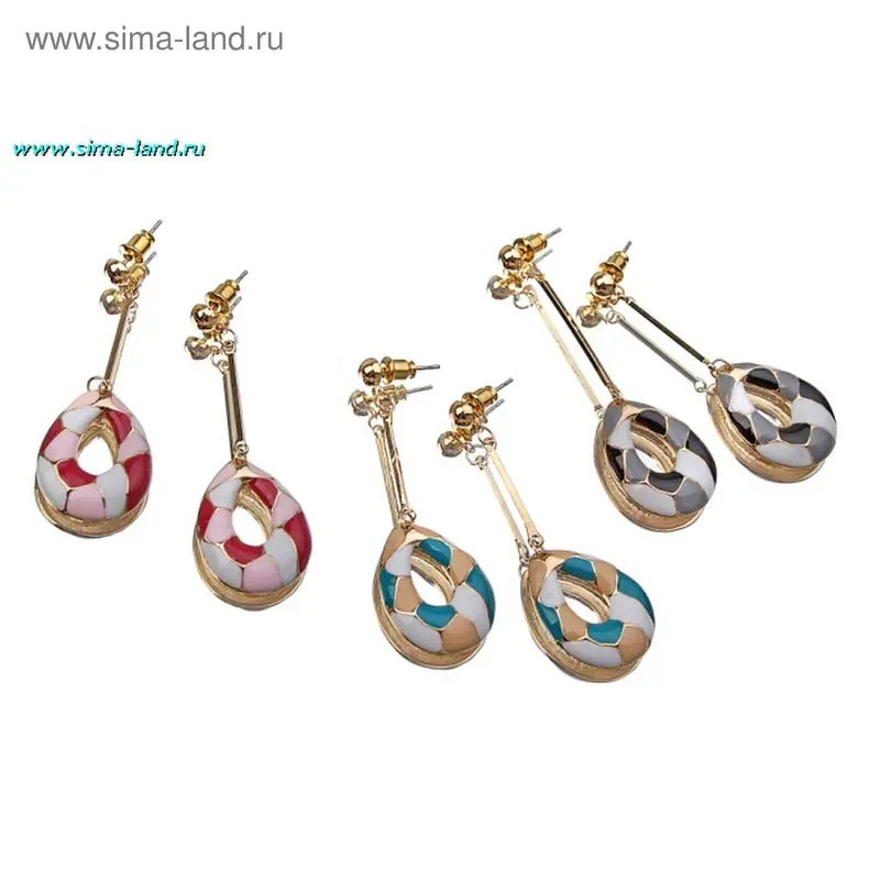 Серьги с эмалью «Лучезарные, капля»