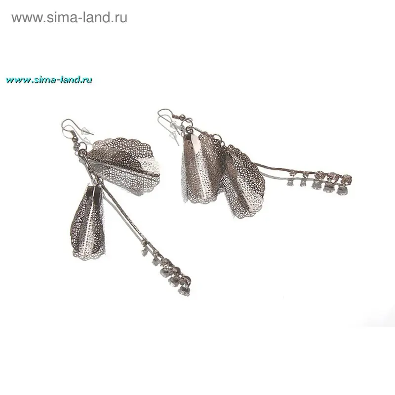 Серьги висячие «Листок»