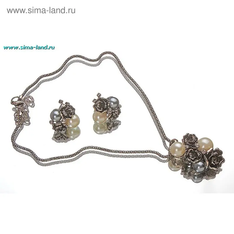 Гарнитур «Модные украшения» (серьги и кулон на цепочке), розочки