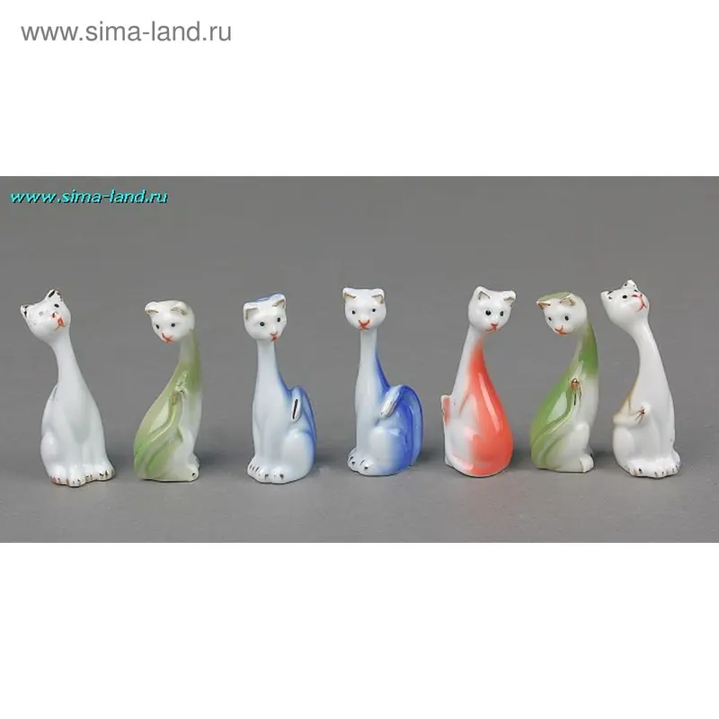 сувенир керамика под фарфор котишка(набор 7 шт) 7,5*2,5*3 см