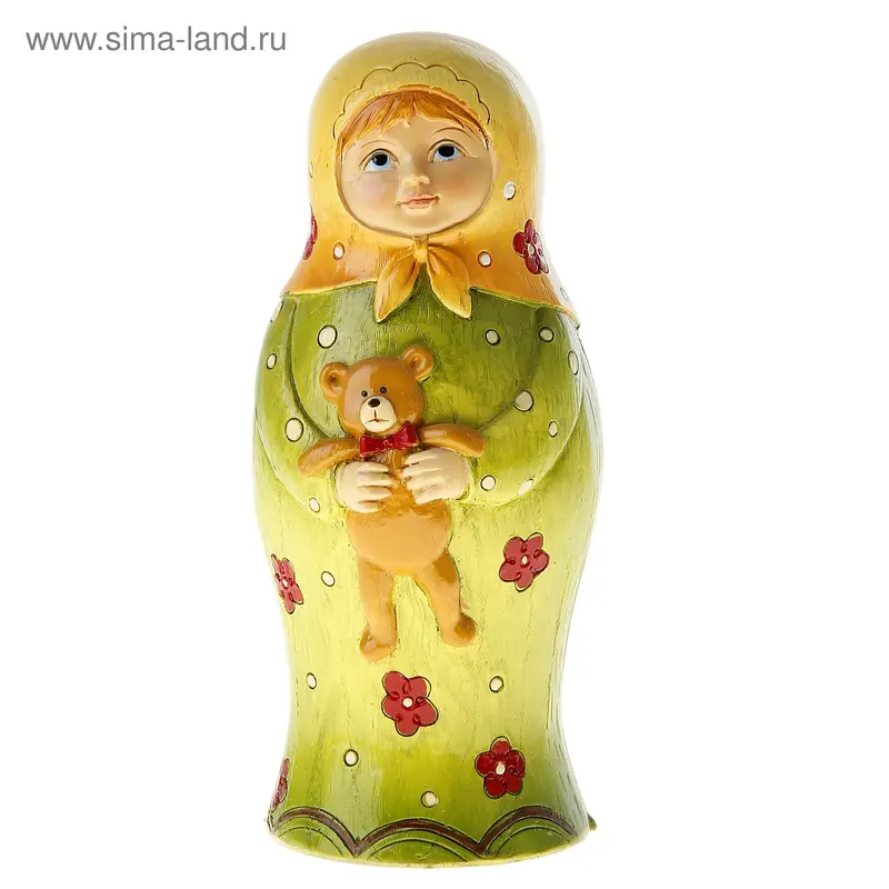 полистоун матрёшка с мишуткой 17*7*7 см
