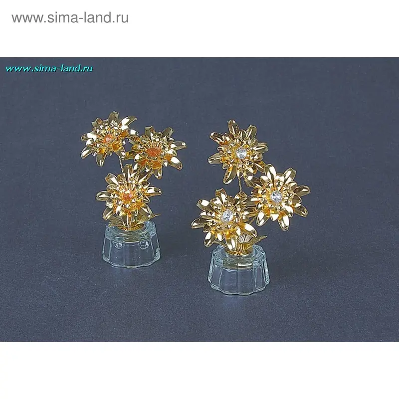 стекло 3 астры золото 10*8 см