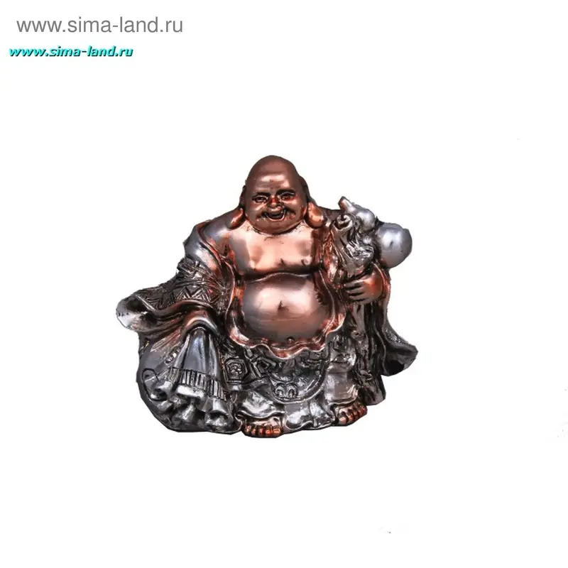 сувенир полистоун хоттей с посохом (бронза-серебро) 6*6,5*4 см