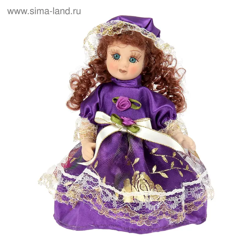 кукла керамика модница в фиолетовом 16 см