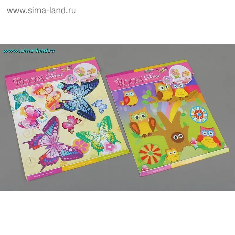 наклейка бумага бабочки/мишки/совы 2 яруса 24*20 см