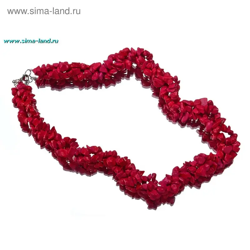 Бусы 3 ряда, крошка жгутом «Коралл», 50см 492033