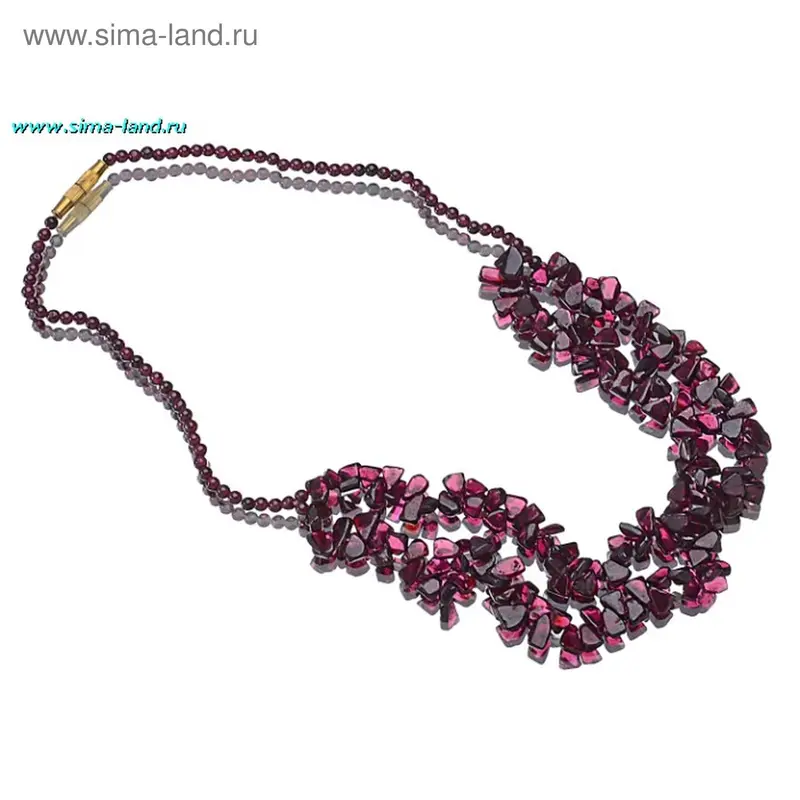 Бусы «Гранат» 2 яруса, бабочка, 48см