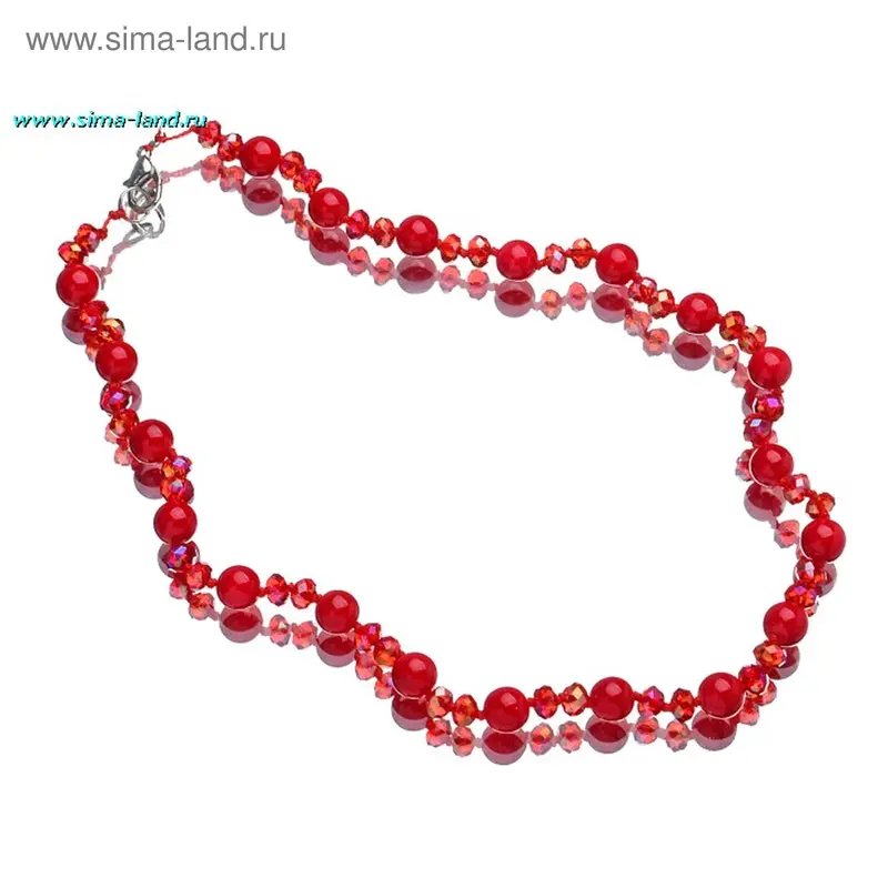 Бусы шар №8 с хрусталём «Коралл», 45см