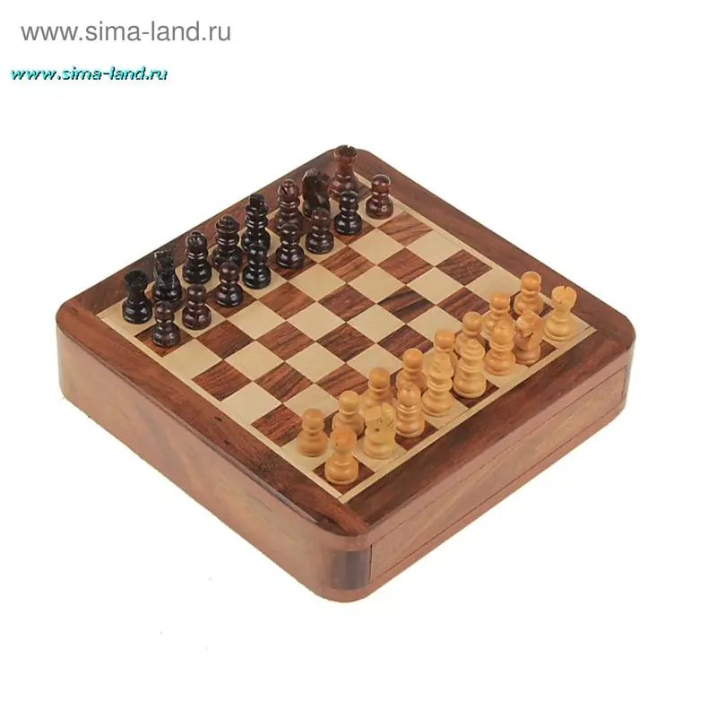 дерево шахматы магнит ящичек 13x13x3 см