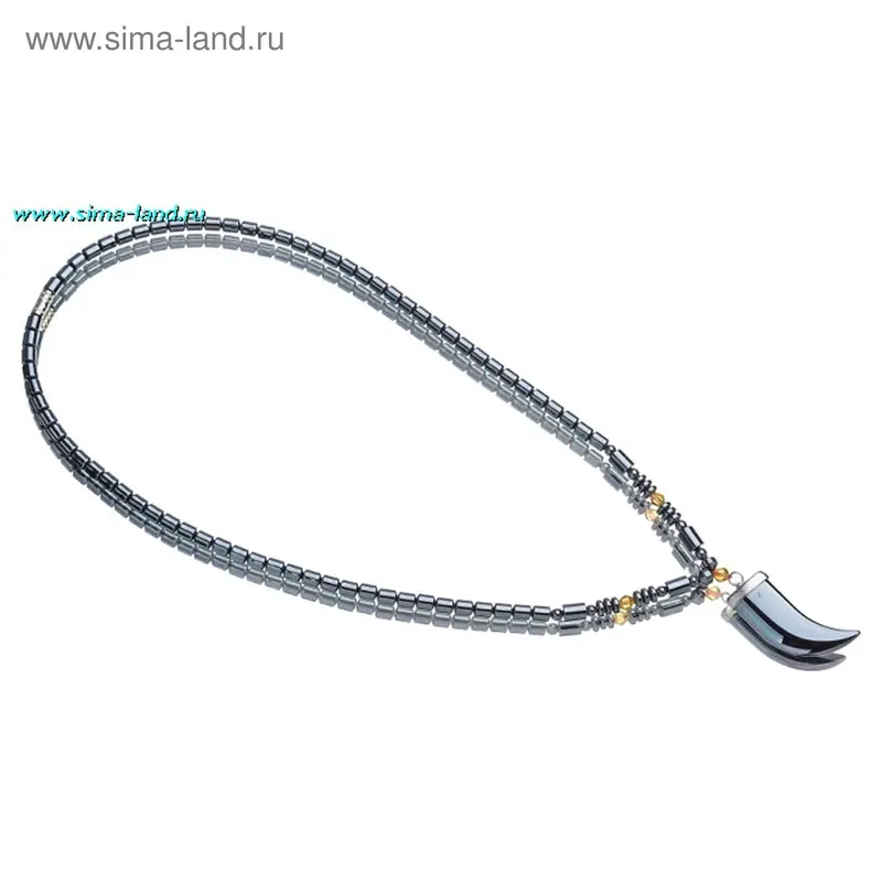 Бусы с кулоном, стилизованные под гематит