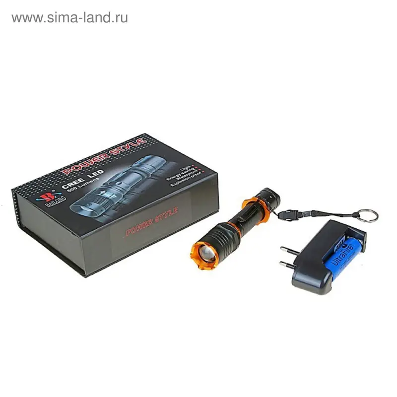 Фонарик "Дозор" с аккумулятором З/У-240V, З/У авто-12V