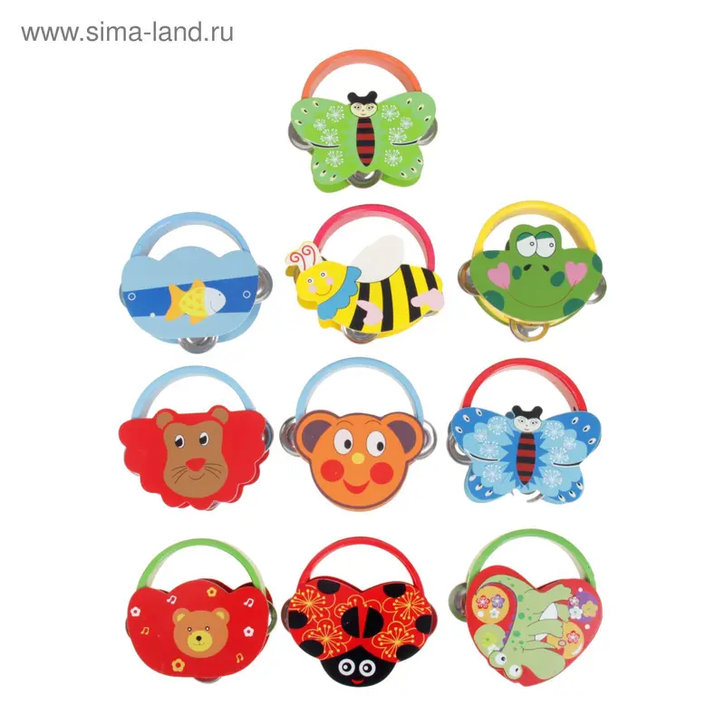 Игрушка музыкальная Бубен "Звери и насекомые", МИКС