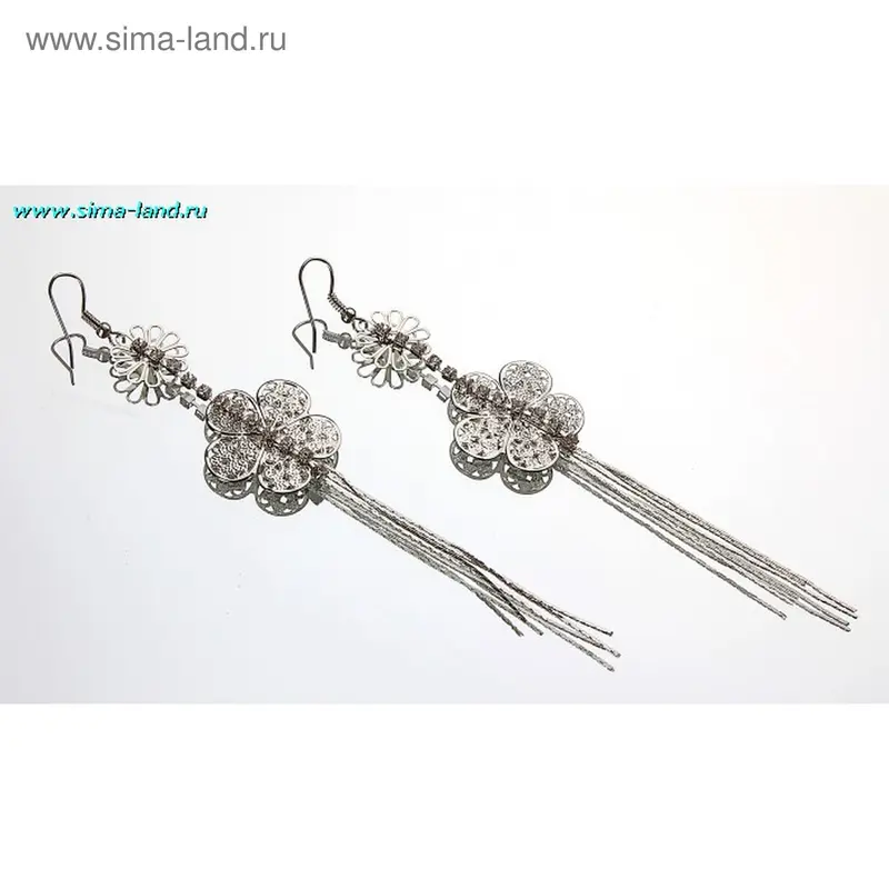 Серьги висячие «Дождь», цветочки