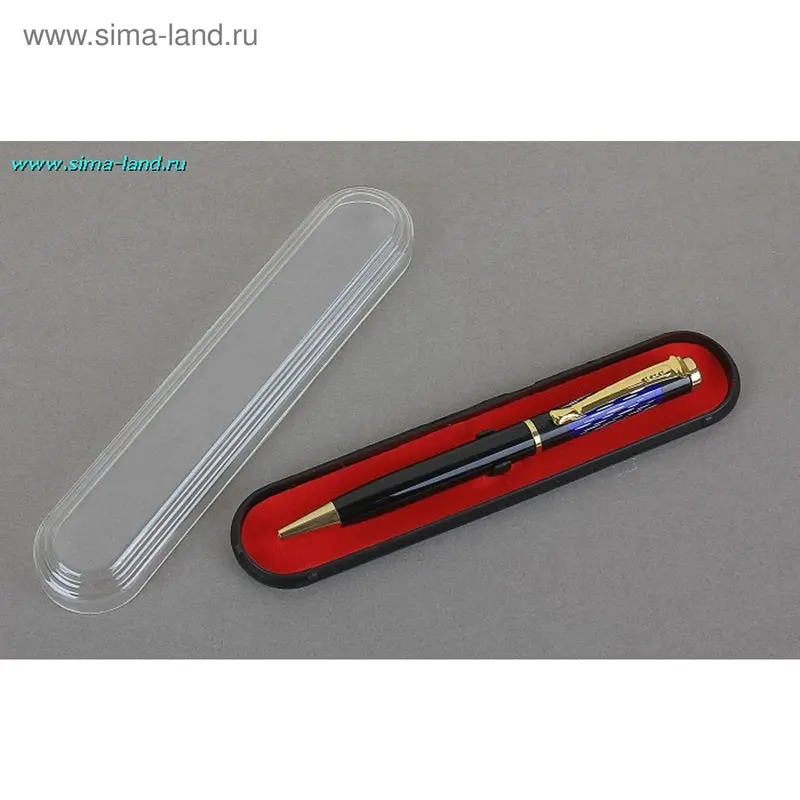 Ручка в футляре широкая синяя вставка