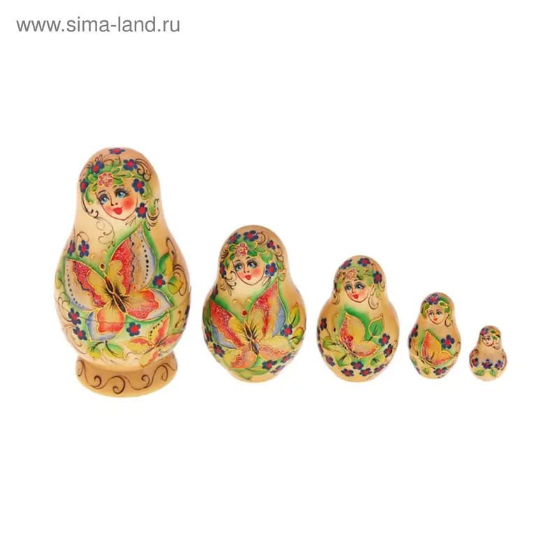 Матрёшка 5 кукол "Кубышка" расписная, авторская