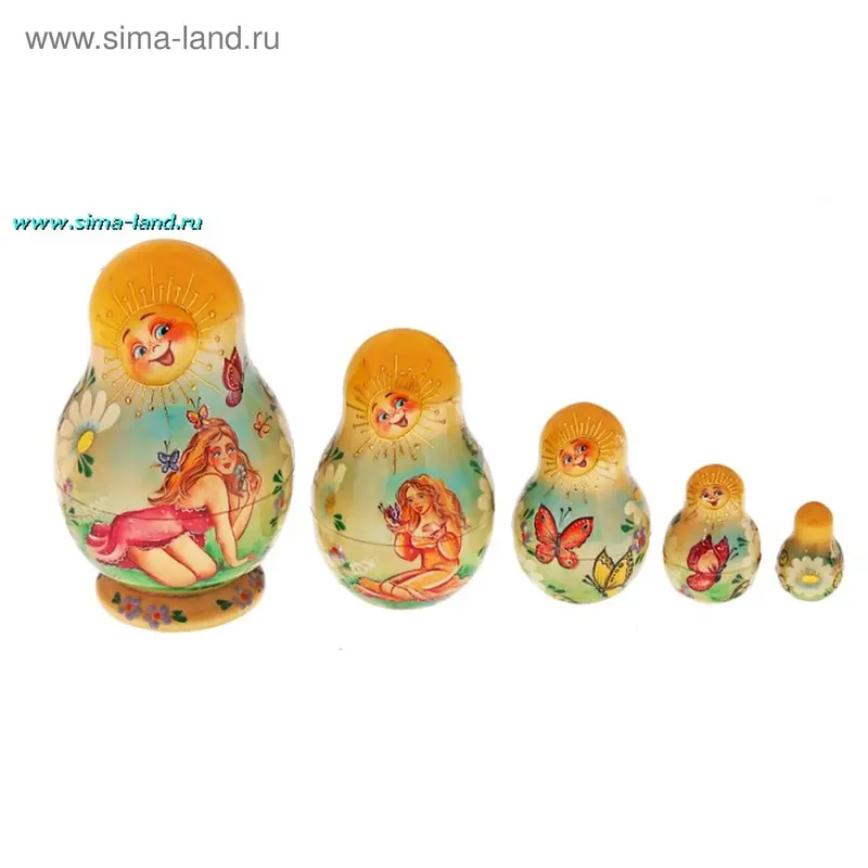 Матрёшка 5 кукол "Кубышка" расписная, авторская