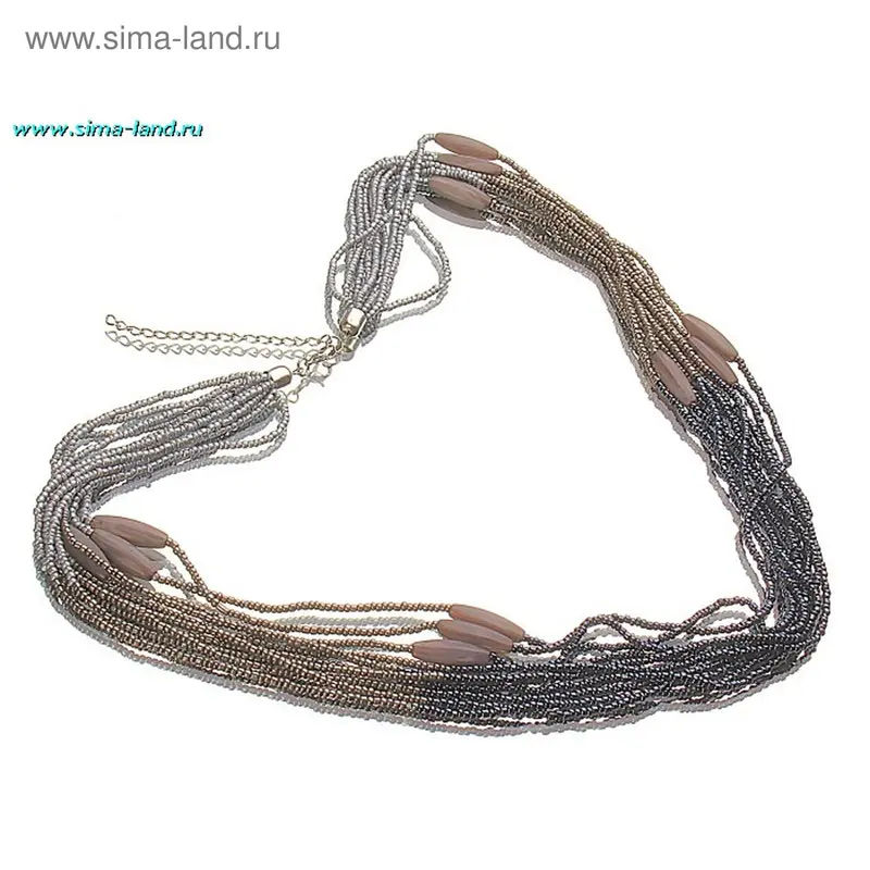 Бусы «Легкость» многослойные, цвет серый