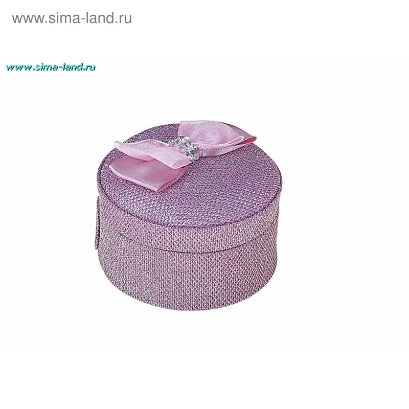 шкатулка ткань диско круглая розовая 10*5,5 см