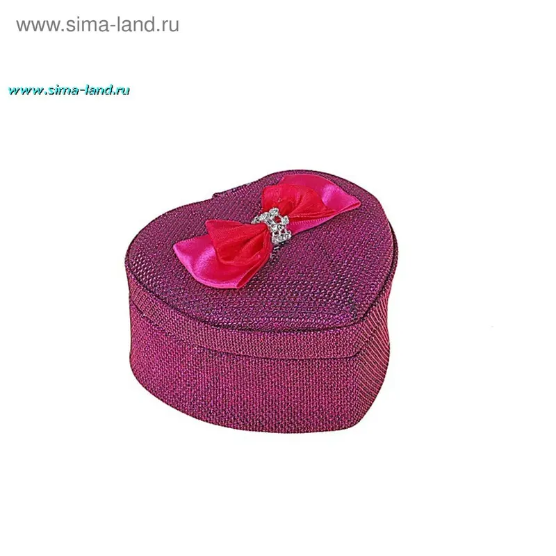 шкатулка ткань диско сердце малиновая 10,5*10*6 см