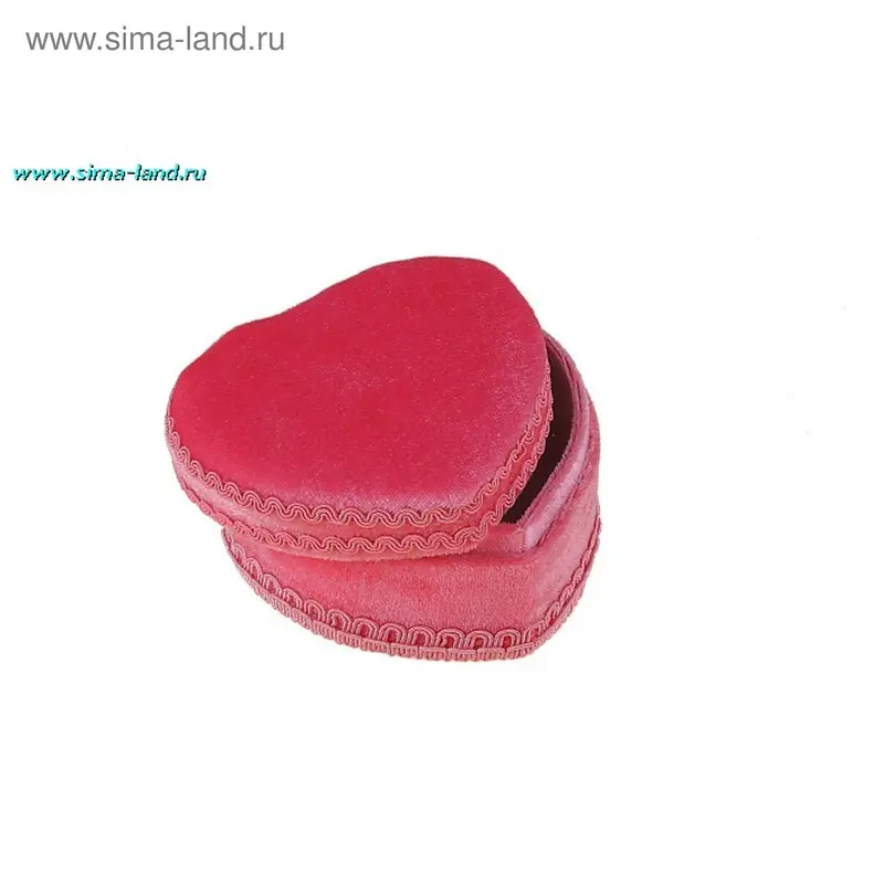 шкатулка ткань сердце бархат чайная роза 10,5*9,5*6 см